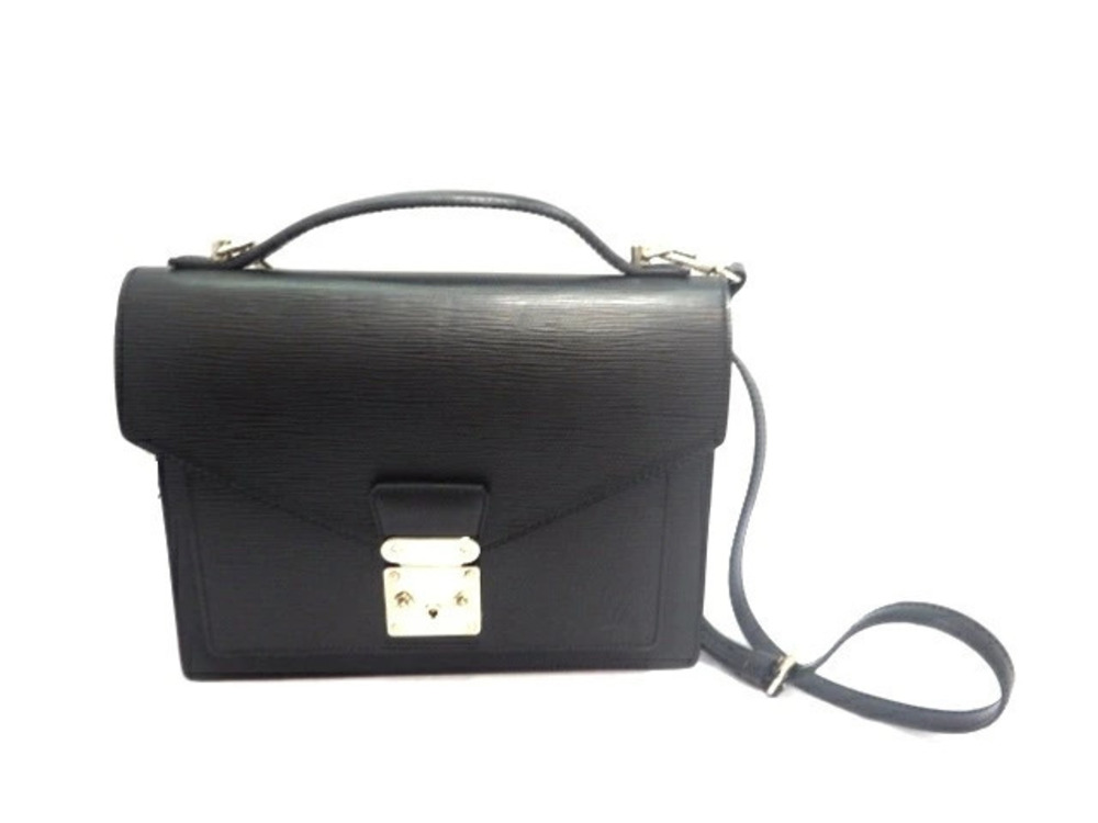 LOUIS VUITTON Monceau Shoulder Bag Epi Noir Black